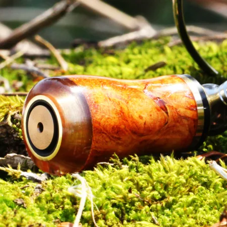 ウッドハンドルノブ シマノ・ダイワ用 Sanctus Baron350 スネーク